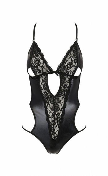 Боди с имитацией кожи и стрепами Passion ASUNA BODY XXL/XXXL, black Sex Aura | Зображення 2