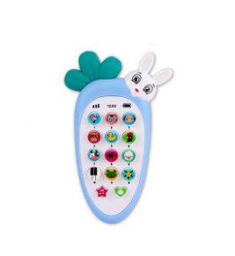 Телефон "Зайчик Звоня" 80650 WToys, на укр.языке, подсветка, сказки, песни, скороговорки, стихи, в коробке (6945717416567) Голубой