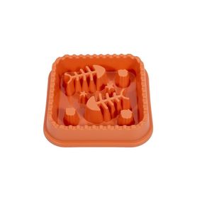 Миска WahoPet для котів для повільного годування з рибками пластикова помаранчева