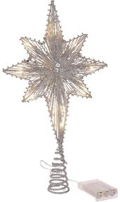 Верхівка для ялинки "Зірочка" 40x20см з LED-підсвічуванням, срібний колір КОПІЯ