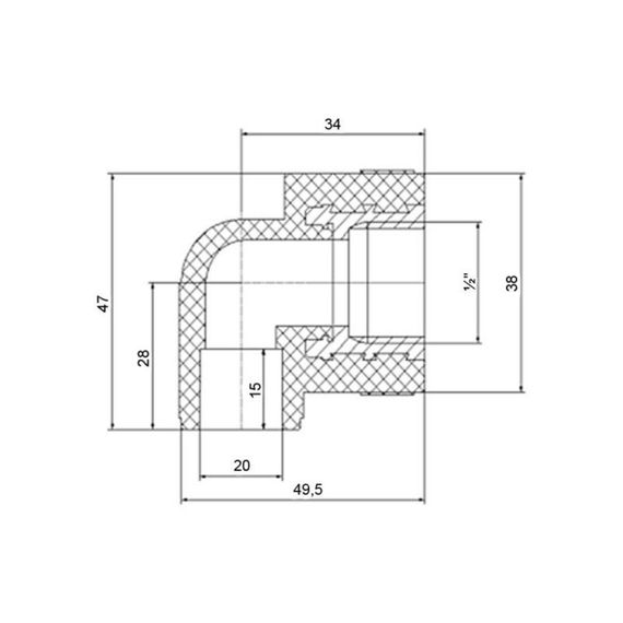 Куточок PPR Blue Ocean "Білий" 20х1/2", 90° ВР | Зображення 1