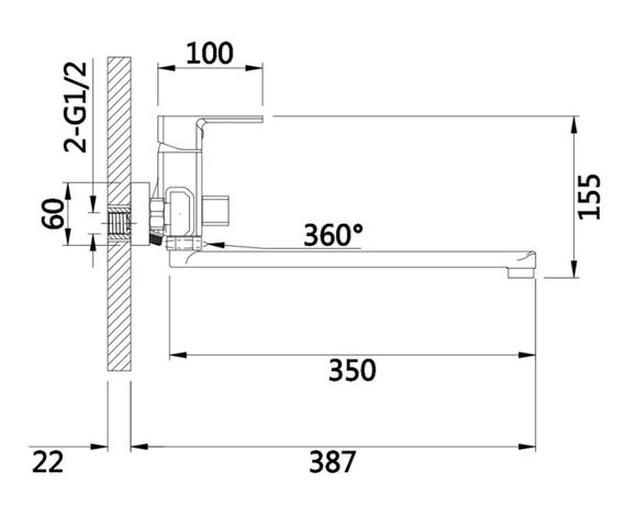 Змішувач для ванни Lidz Dozorca 005 LDDOZ005CRM45405 | Зображення 1