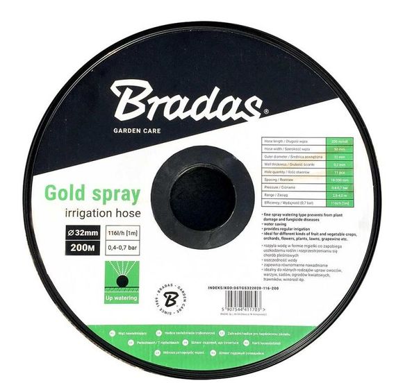 Стрічка зрошувальна Bradas 25мм/18-200мм/2,5-4,0м/48л/год/200м, GOLD SPRAY DSTGS253020-048-200