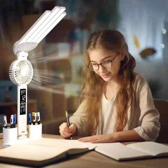 Лампа настільна (KRX-1011) (LED, вентилятор, годинник, підставка) | Зображення 2