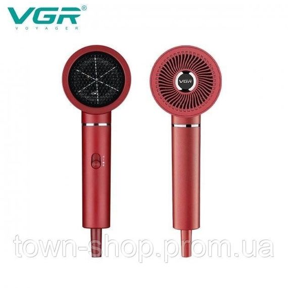 Профессиональный фен для волос VGR V-431 мощностью 1600-1800 Вт с режимом холодного воздуха. Цвет: красный | Зображення 7