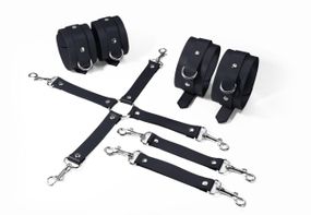 Набор для БДСМ 3 в 1 Feral Feelings BDSM Kit 3 Black, black, наручники, поножи, крестовина sexstyle