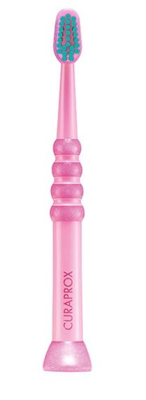 Зубна щітка дитяча Curaprox CS Baby з гумованою ручкою (0-4 років), Рожевий з зеленим (PG)