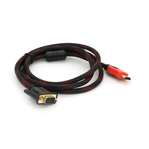 Кабель HDMI -VGA 1.5м,1 феррит,оплетка,круглый Black/RED,Пакет,Q150 | Зображення 1