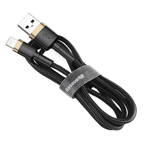 Дата кабель Baseus Cafule Lightning Cable 2.4A (1m) (CALKLF-B) Золотой / Черный | Зображення 2