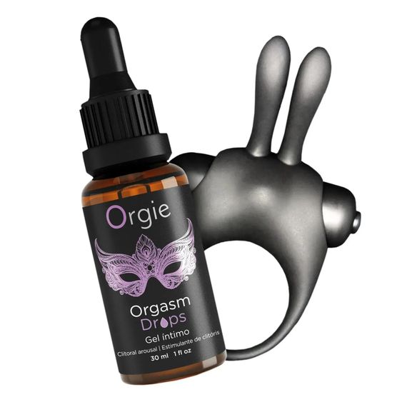 Набір Orgie Orgasmic Bunny: збуджувальні краплі та ерекційне віброкільце | Зображення 1
