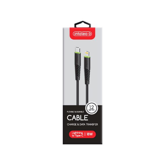Дата кабель Type-C to Lightning 1.2m CBFLEXTL1 18W black Intaleo (1283126542459) | Зображення 3