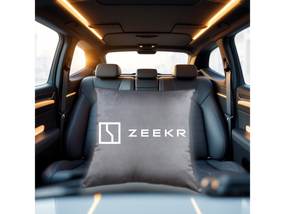Авто Подушка c вишивкою логотипу марки Зікр Zeekr сірий автомобілісту 02222