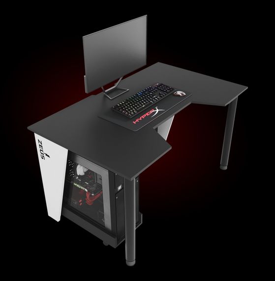 Стол геймерский ZEUS GAMER-2 черныйбелый бок | Зображення 1