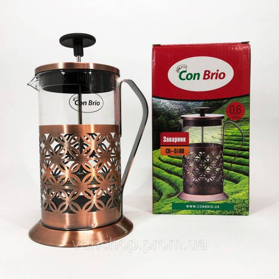 Френч-прес для кави до кавоварки, Стильний скляний заварювальний чайник, Багаторазовий френч-прес WC-61