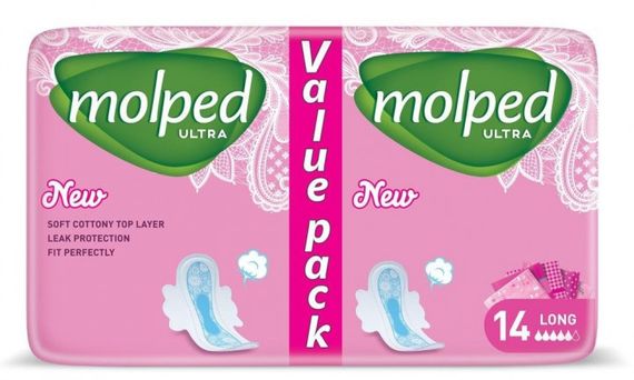 Гігієнічні прокладки Molped Ultra long eco 5 крапель 14 шт