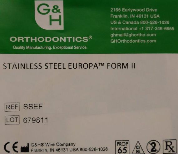 Дуги стальні Stainless Steel Europa Form I .018*.025" НЩ, 1 шт. | Зображення 2