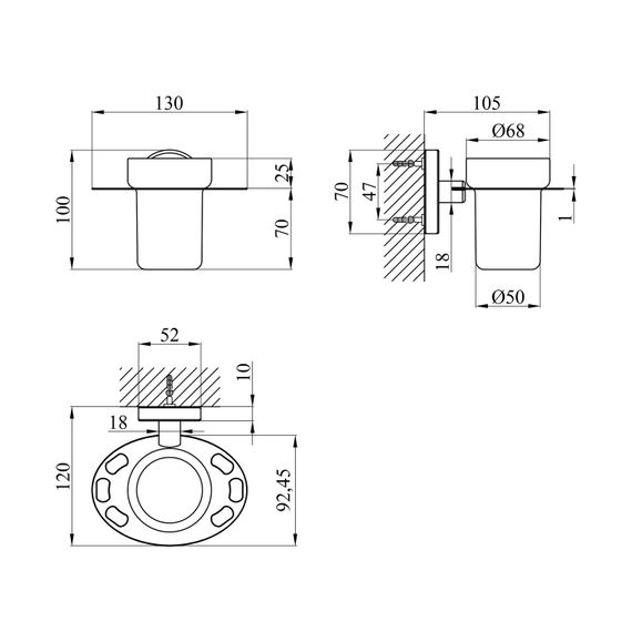 Стакан Kroner KRM Elbe - ACG2906-1 з тримачем зубних щіток (CV022862) | Зображення 1
