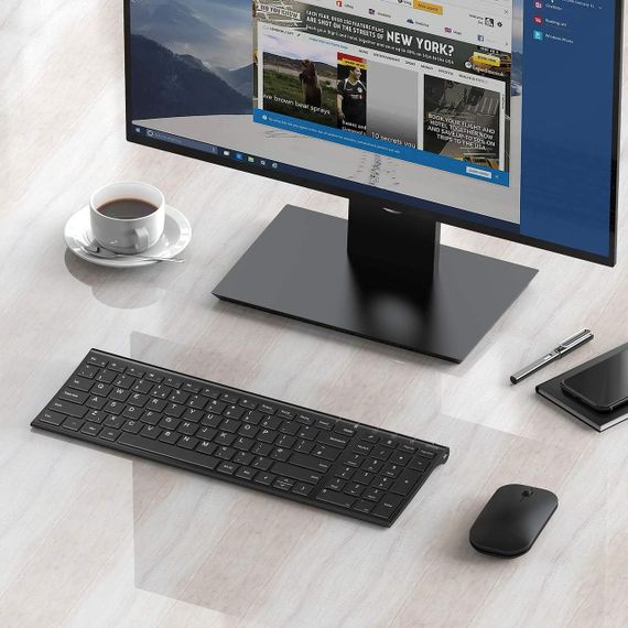 Клавіатура та миша, акумуляторна, бездротова Seeda, ультратонка металева клавіатура | Зображення 2