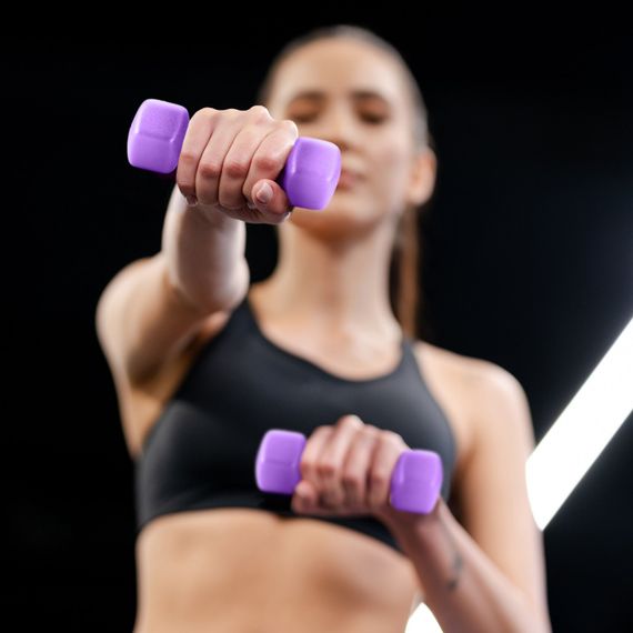 Гантелі для фітнесу неопренові Gymtek Hex 2х2кг бузковий | Зображення 3