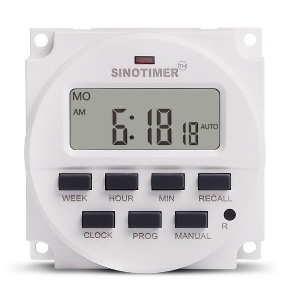 Таймер тижневий Sinotimer TM618H-2, програмований, 16А, 220V, 60х60х30 мм