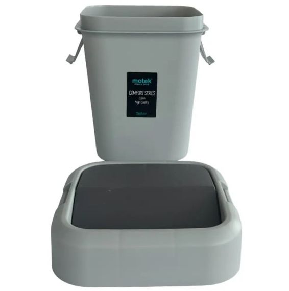 Відро для сміття Motek на 8 л з поворотною кришкою 22.5х22.5х30 см Сіре (COB-410) | Зображення 3