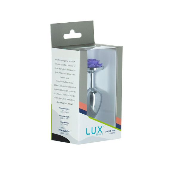 Металлическая анальная пробка Lux Active с розой - Rose Anal Plug - Purple, вибропуля в подарок | Зображення 6