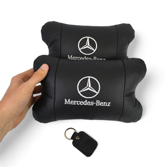 Мерседес 2шт, натуральная кожа, подушки на подголовник для авто с VI-770 логотипом Mercedes-Benz | Зображення 8