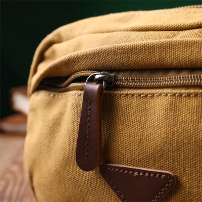 Сумка Vintage На два отделения из текстиля Песочная (22232) | Зображення 2