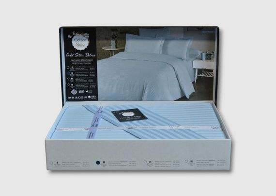 Постельное белье Cotton Shine Stripe Satin 200х220 Sky Blue | Зображення 3