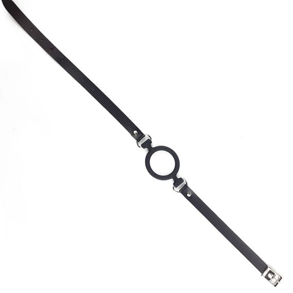 Кляп силіконове кільце натуральна шкіра, Gag Ring внутрішній діаметр кільця 40 мм, Чорний | Зображення 2