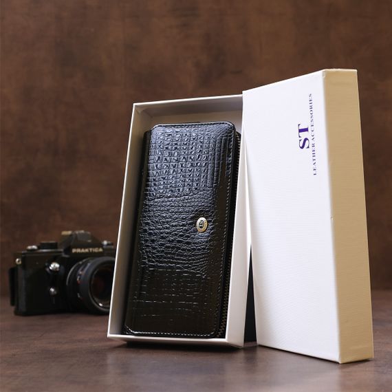 Кошелек женский ST Leather 18437 (S7001A) натуральная кожа Черный | Зображення 7