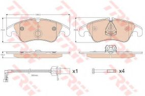 Колодка гальм. диск. AUDI A4 передн. (вир-во TRW) TRW GDB1768 на AUDI Q5 (8R)