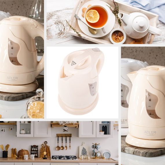Електрочайник Adler AD 08 бежевий 1 л, 850 Вт | Зображення 7