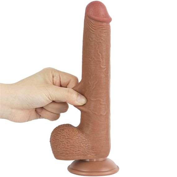 Реалистичный фаллоимитатор 9 Sliding Skin Dual Layer Dong Brown Sex Aura | Зображення 4