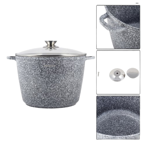 Каструля литий алюміній 10л 28*20см скляна кришка а/п Snow Marble 100504 Ofenbach | Зображення 1