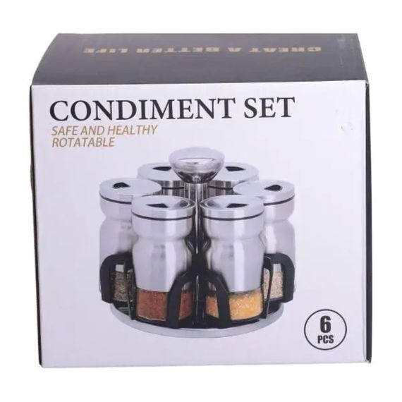 Набор баночек для специй 6 шт 15х15х16 см карусель для хранения специй HP-1300 | Зображення 5