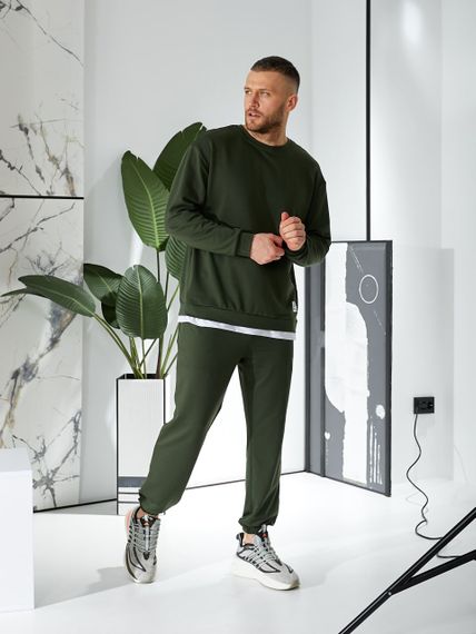 Мужской спортивный костюм свободный с эффектом 2 в 1, LI2015 цвет хаки, размер 44/46 | Зображення 1