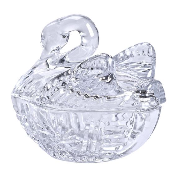 Цукерниця скляна з фігурною кришкою 14х9х11 см ваза цукерниця HP-YH-40 | Зображення 1