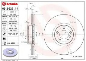 Диск гальмівний BREMBO 09992211 на BMW X5 (E70)