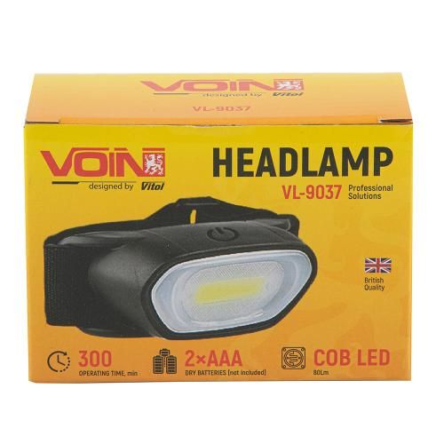 Ліхтар налобний VOIN VL-9037, LED COB 80Lm /2xAAA (не в комплекті) | Зображення 4