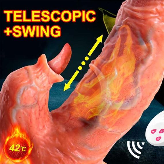 Реалистичный вибратор с поступательными движениями и подогревом USB | Зображення 2