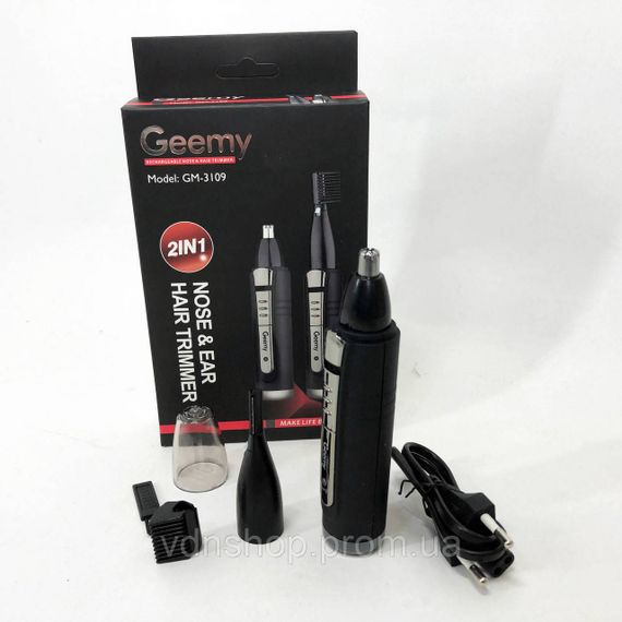 Бритва тример для носа і вух GEMEI GM-3109 2в1, Тример для бороди голови і носа скронь шиї HC-49 | Зображення 5