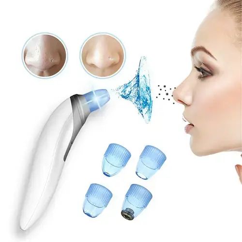 Вакуумный очиститель Derma suction DS Vacuum для профессиональной чистки кожи и пор лица - легкий компактный удобный прибор в использовании + 4 насадки, Белый | Зображення 3