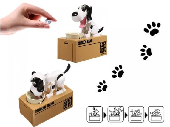 Собака поїдає монети скарбничка Choken-Bako , Чорно-білий | Зображення 2