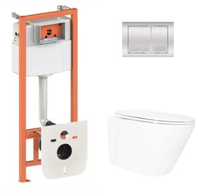 Набір Qtap Nest 4 в 1 підвісний унітаз Swan Ultra Quiet 520x360x320 + комплект інсталяції QT16335180W48188