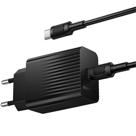 МЗП Borofone BAS73A Source PD20W (1USB-C) + кабель Type-C to Type-C Black | Зображення 2