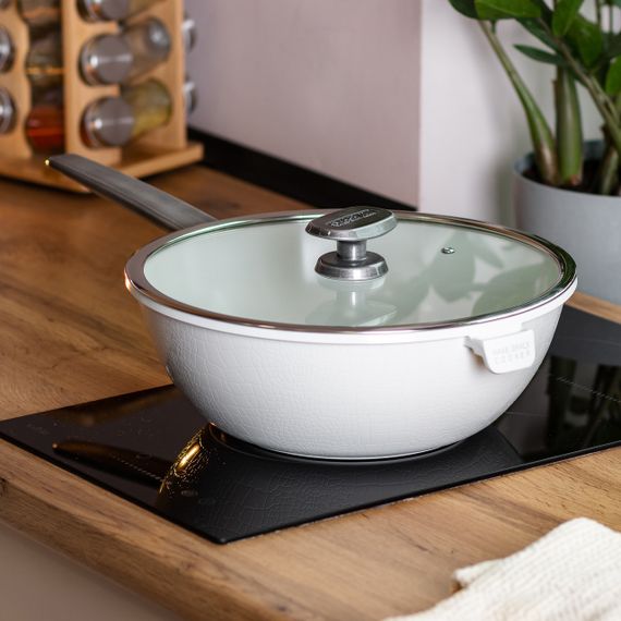 Алюмінієва сковорода 5.6 л з керамічним покриттям антипригарним Ø 30 см Біла MGC HP-4-460W | Зображення 5