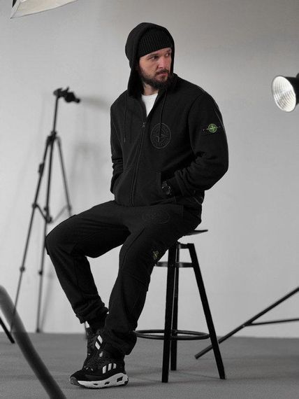 Флисовый спортивный костюм Stone island black ВТ0551 | Зображення 6
