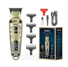 Машинка для стрижки VGR V-901 • Триммер для волос с дисплеем и 4 насадками 1600 мАч