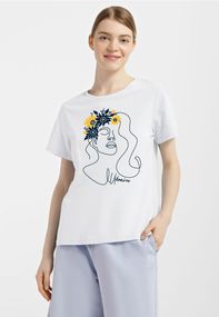 Футболка жіноча біла з принтом "Квітуча Україна", M